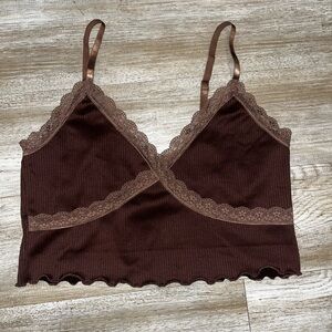Divided crop/bra top